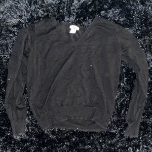 Black V-Neck Cardigan Sweater